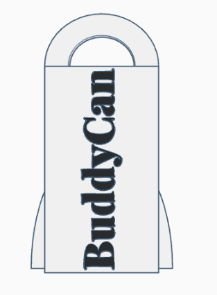 Prototype BuddyCan modélisé avec le logo